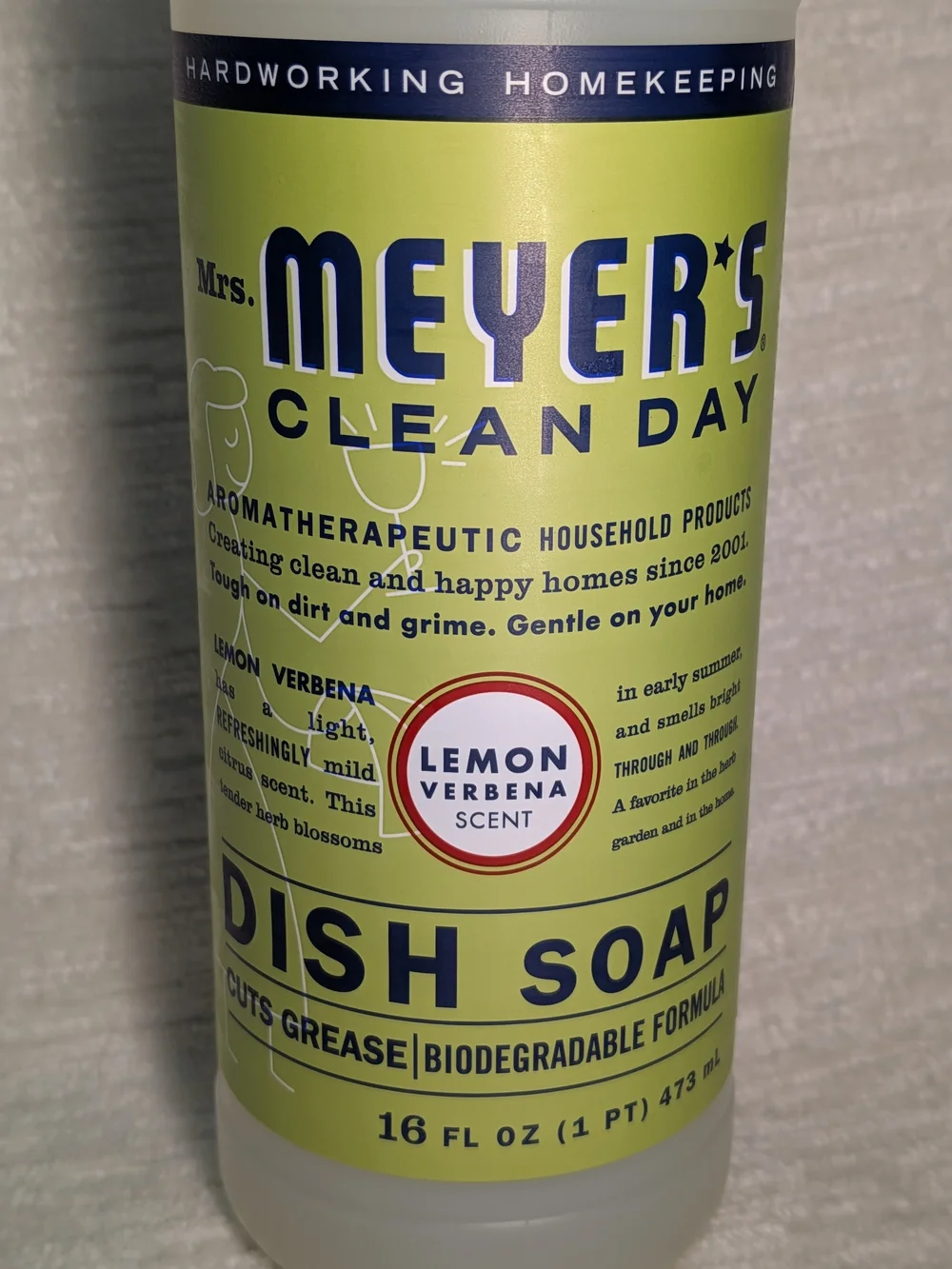 Mrs. Meyer's Clean Day Lemon Verbena Dish Soap - Gentle Biodegradable